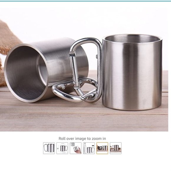 NEW Carabiner Mug Stainless Steel Drinking Cup 6 oz NWT - Picture 4 of 6